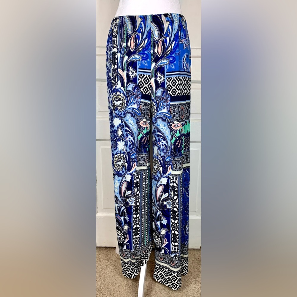 Chico’s Artisan Paisley Multi-print Palazzo Wide Leg Pull-on Pants